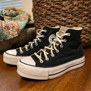 Platform high tops black converse women’s size 8